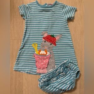 Baby Boden lift the flap Striped Blue Bunny Kids dress